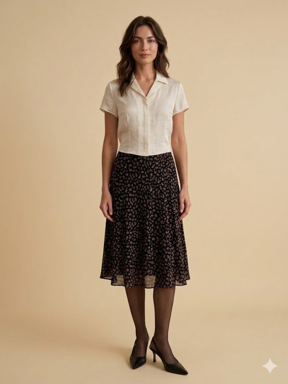 Jones New York Vintage 100% Silk Geometric Midi Skirt Brown Sz 10